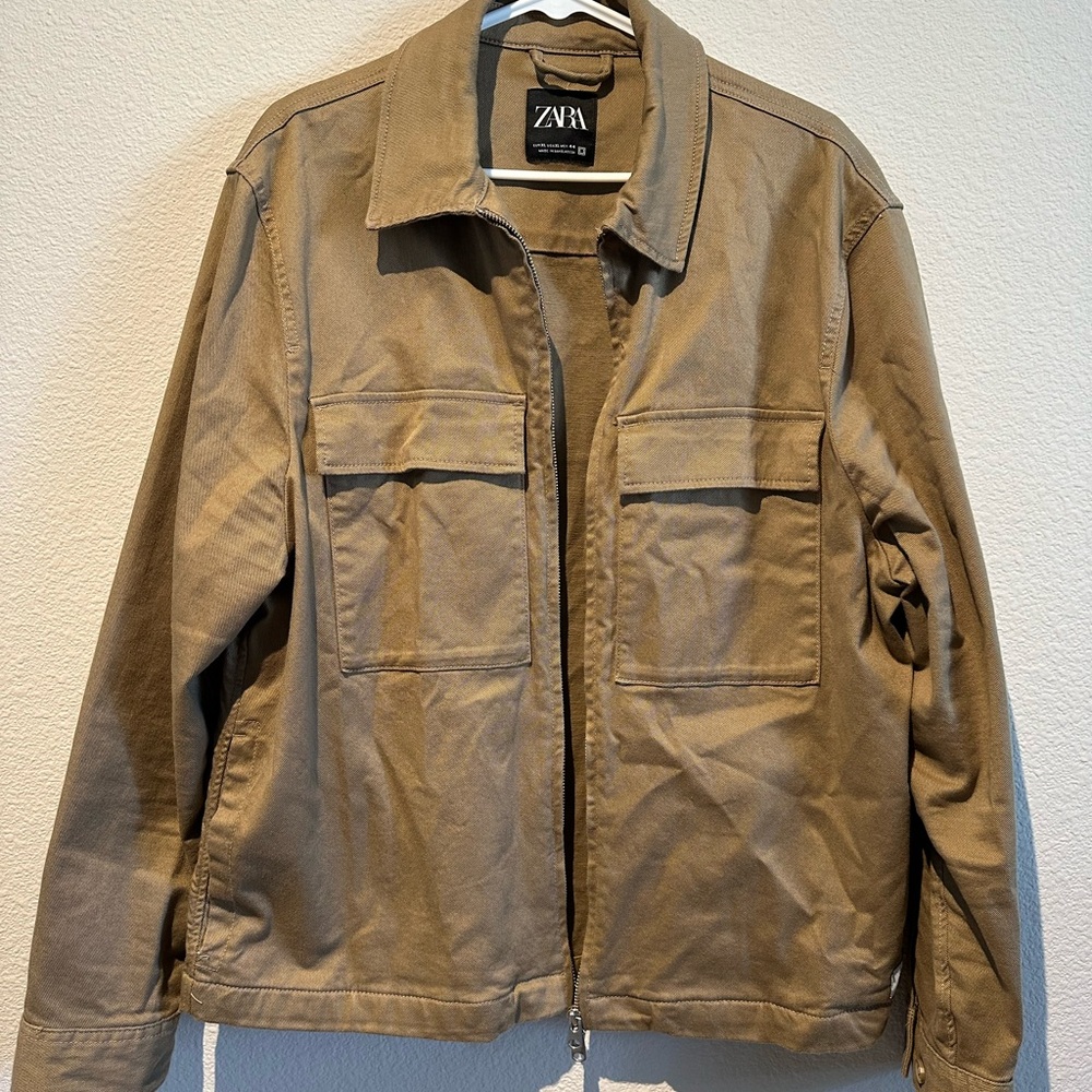 Zara Tan Lightweight Shirt Jacket